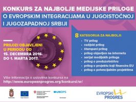 PoÄinje konkurs za najbolji medijski prilog o uticaju evrointegracija na Å¾ivot stanovniÅ¡tva na jugoistoku i jugozapadu
